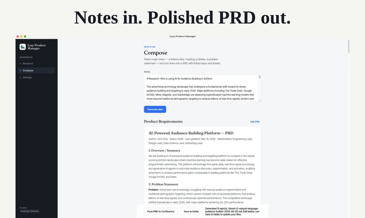 Lazy Product Manager Preview
